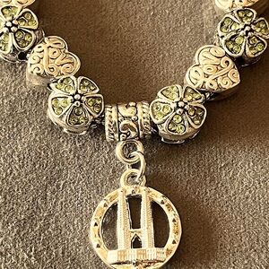 Beautiful Silver-tone Love Charm Bracelet, EUC